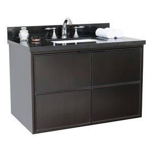 Scandi 37&quot Solid Wood Wall Mount Rectangle Sink Vanity in Cappuccino/Black