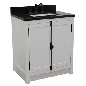 Plantation 31&quot Solid Wood Rectangle Sink Vanity in Glacier Ash/Black Galaxy