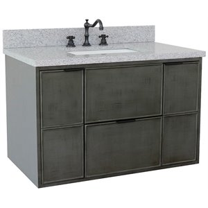 Scandi 37&quot 2-Door Solid Wood Wall Mount Rectangle Sink Vanity in Linen Gray