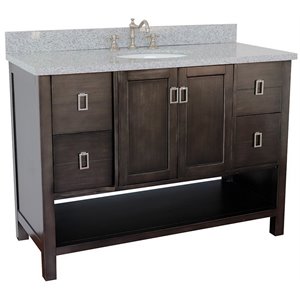 Monterey 49&quot Oval Sink Solid Wood Vanity in Silvery Brown/Gray Granite Stone