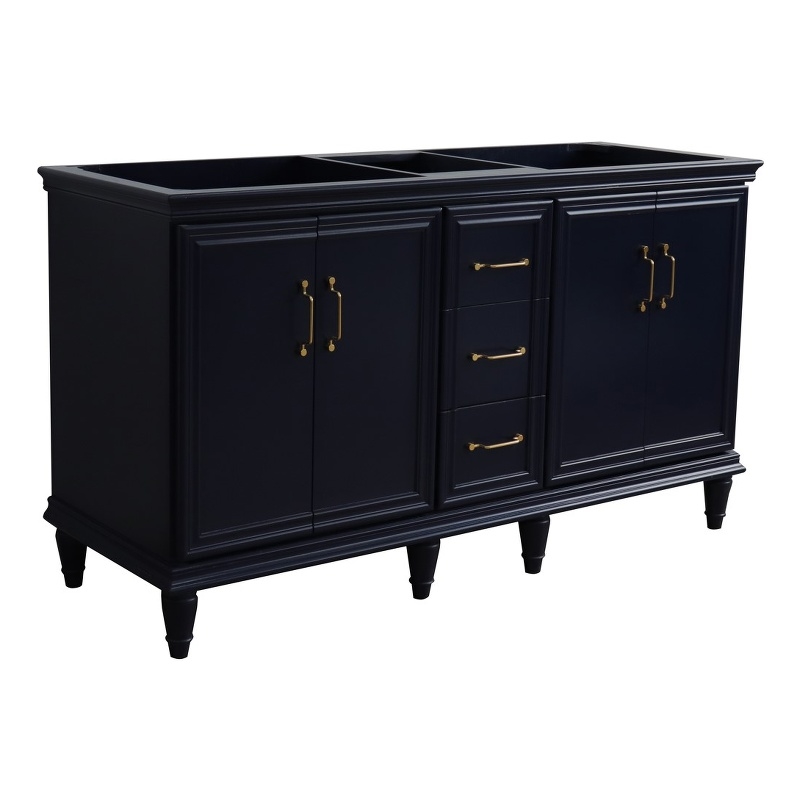 60 in. Double Wooden Vanity Blue  Cabinet Only