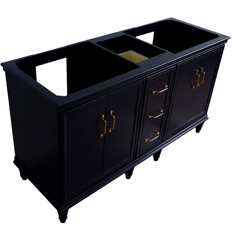 60 in. Double Wooden Vanity Blue  Cabinet Only