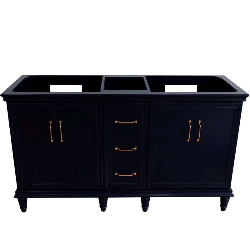 60 in. Double Wooden Vanity Blue  Cabinet Only