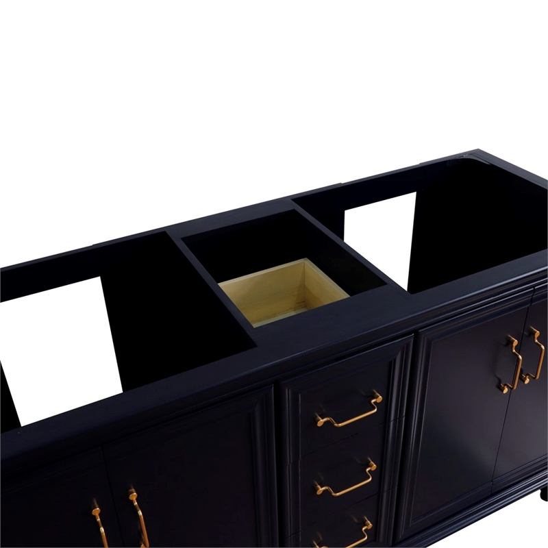 60 in. Double Wooden Vanity Blue  Cabinet Only