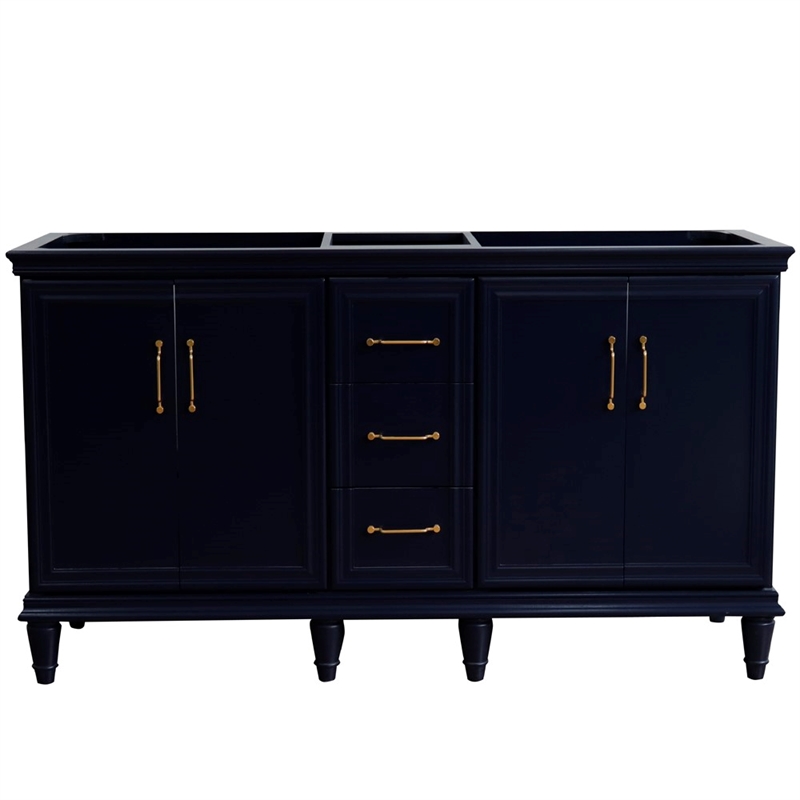60 in. Double Wooden Vanity Blue  Cabinet Only