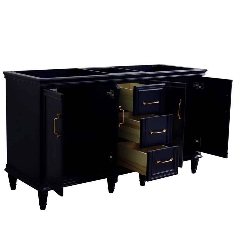 60 in. Double Wooden Vanity Blue  Cabinet Only