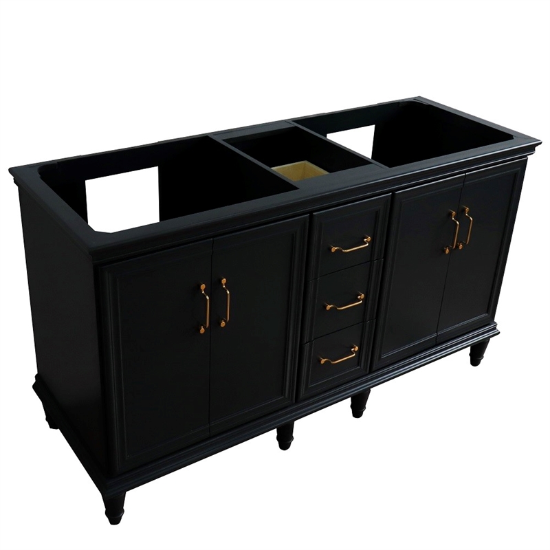 60 in. Double Wooden Vanity Dark Gray  Cabinet Only