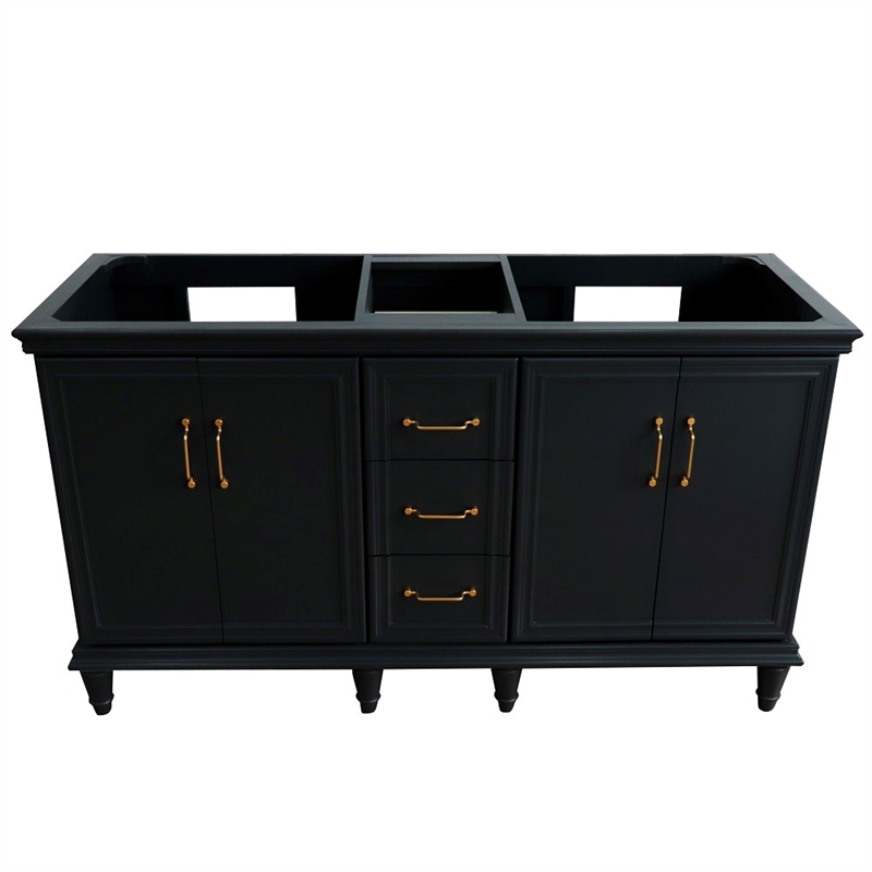 60 in. Double Wooden Vanity Dark Gray  Cabinet Only