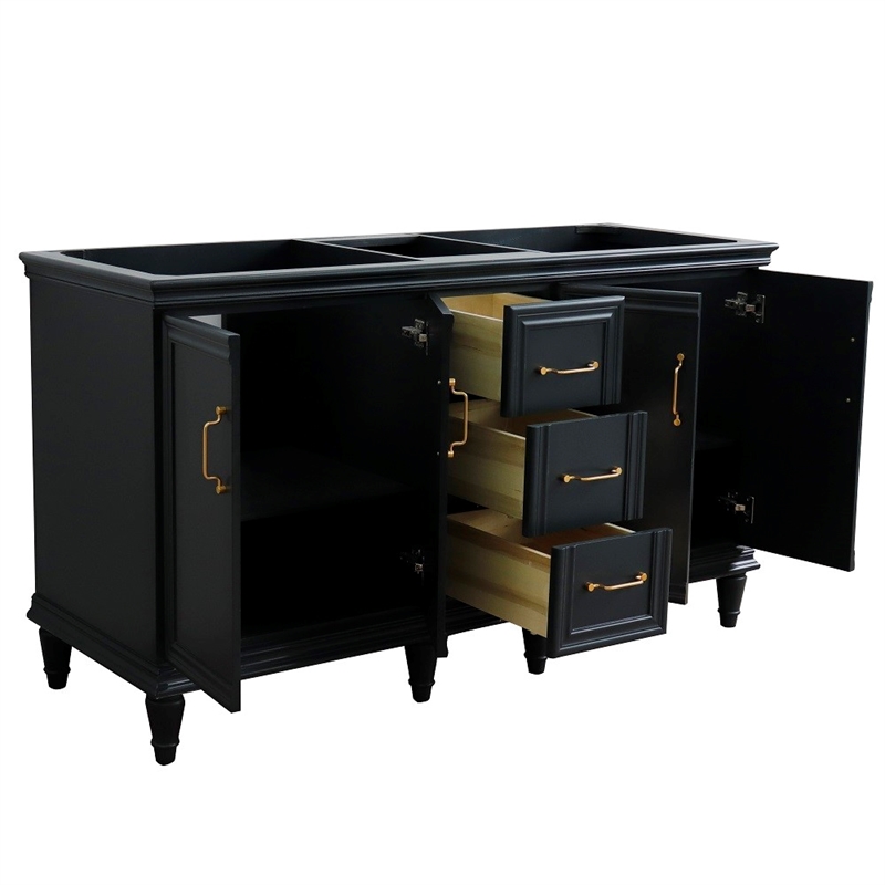 60 in. Double Wooden Vanity Dark Gray  Cabinet Only