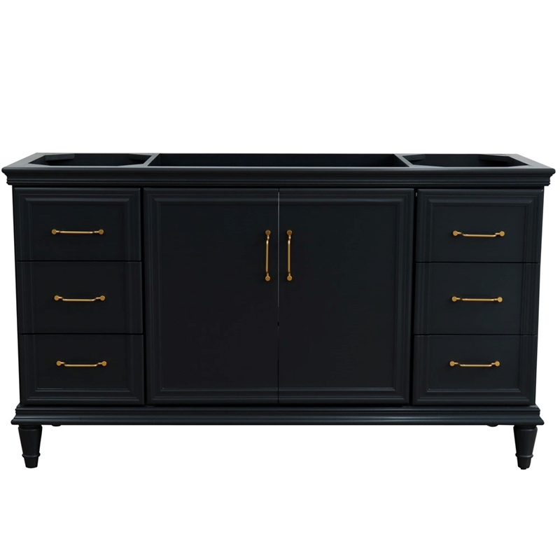 60 in. Single Wooden Vanity  Dark Gray Finish Cabinet Only