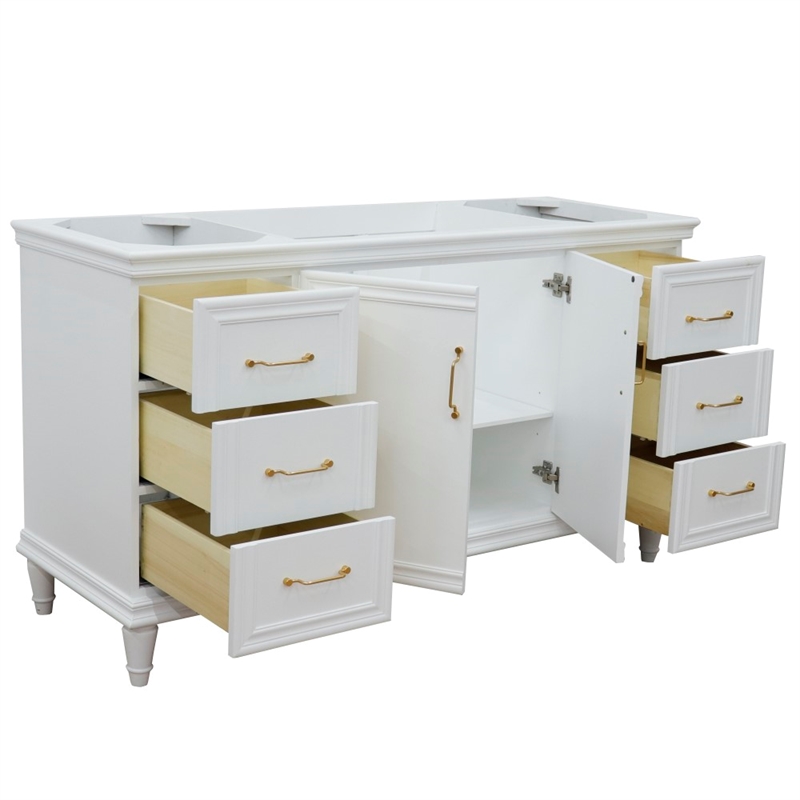 60 in. Single Wooden Vanity  White Finish Cabinet Only