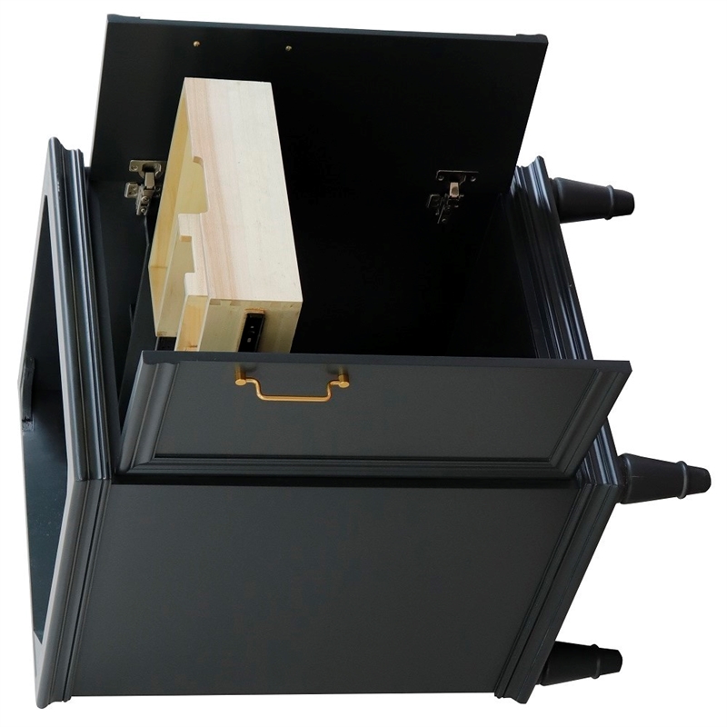 24 in. Single Wooden Vanity  Dark Gray Finish Cabinet Only