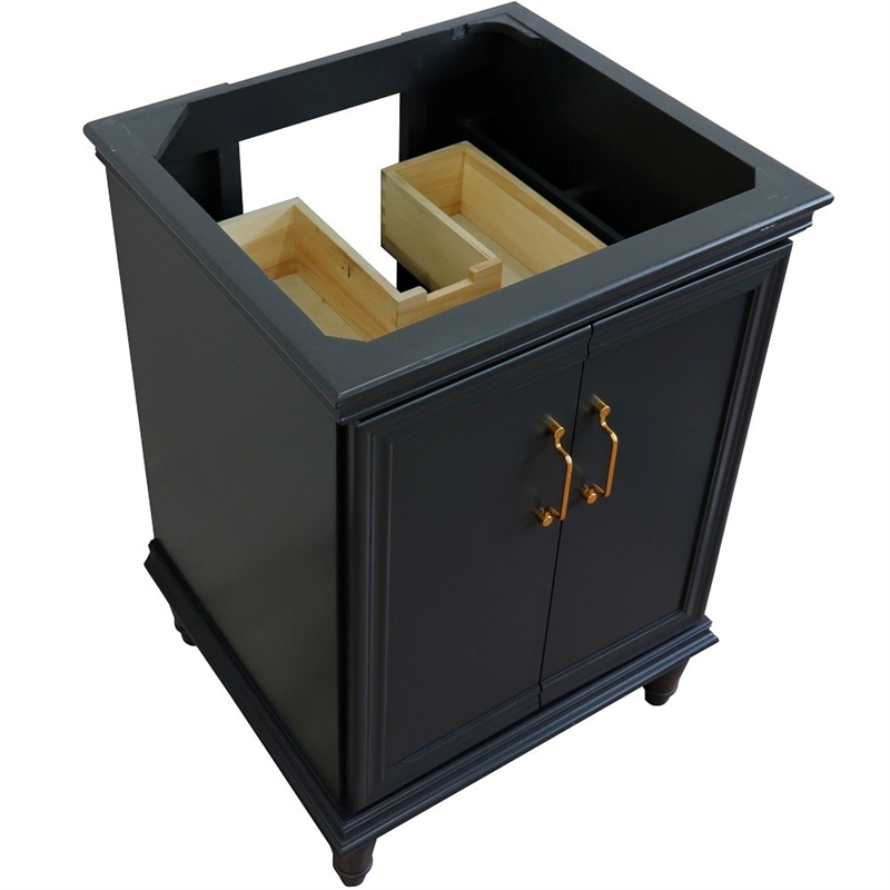 24 in. Single Wooden Vanity  Dark Gray Finish Cabinet Only