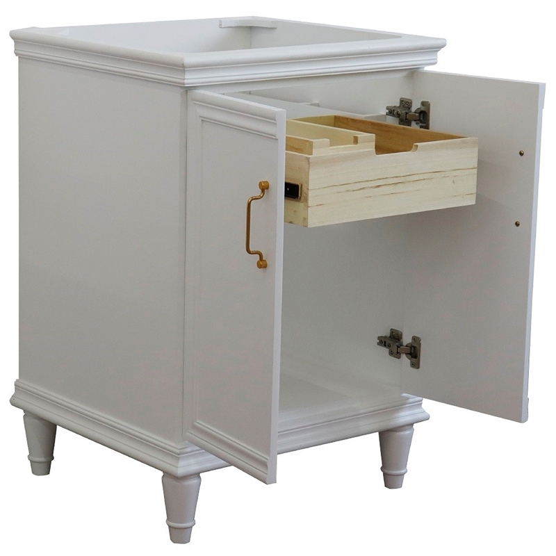24 in. Single Wooden Vanity  White Finish Cabinet Only