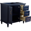 36 in. Single Wooden Vanity  Blue Finish Left Door Cabinet Only