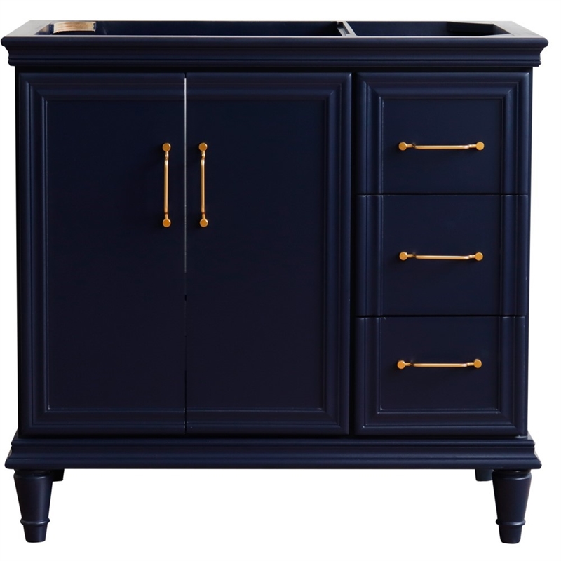 36 in. Single Wooden Vanity  Blue Finish Left Door Cabinet Only