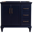 36 in. Single Wooden Vanity  Blue Finish Left Door Cabinet Only