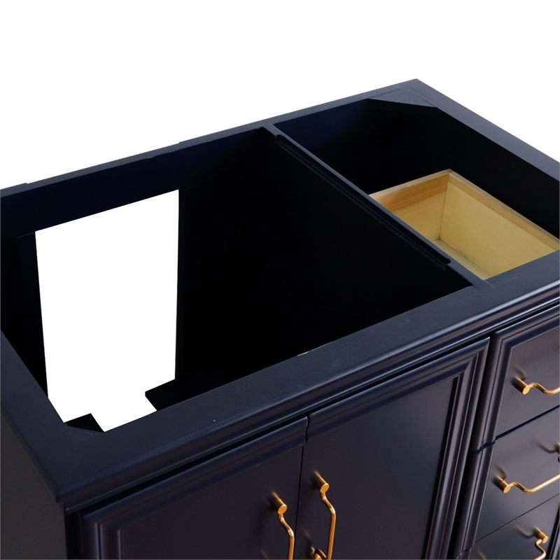 36 in. Single Wooden Vanity  Blue Finish Left Door Cabinet Only