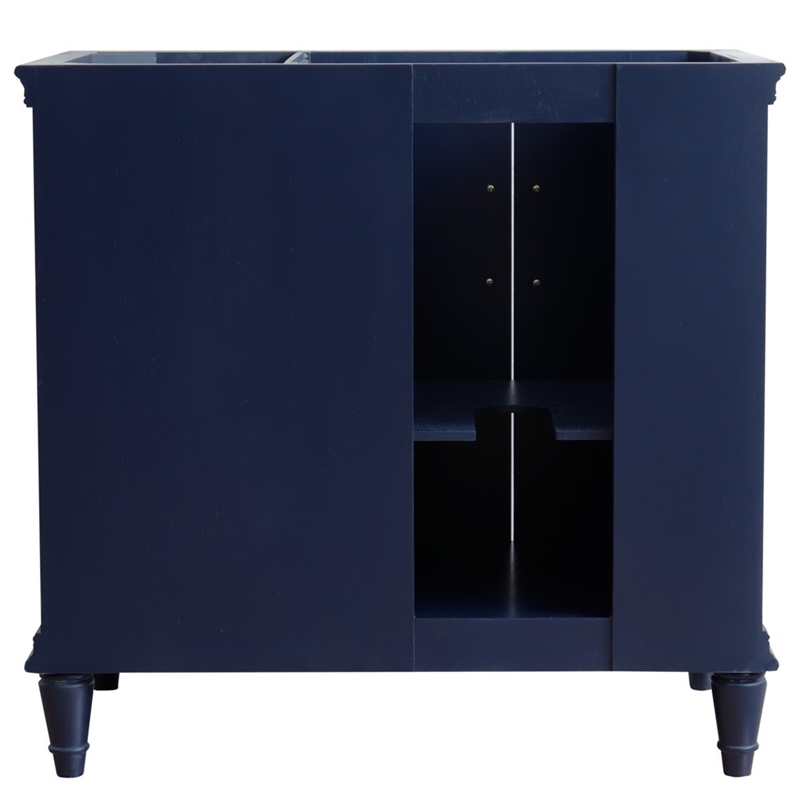 36 in. Single Wooden Vanity  Blue Finish Left Door Cabinet Only