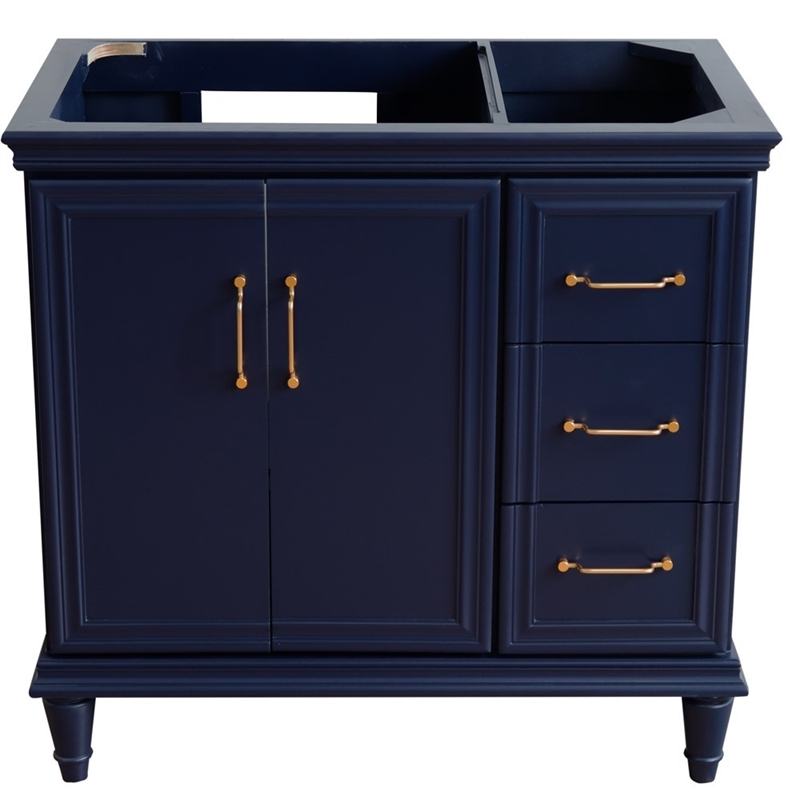 36 in. Single Wooden Vanity  Blue Finish Left Door Cabinet Only