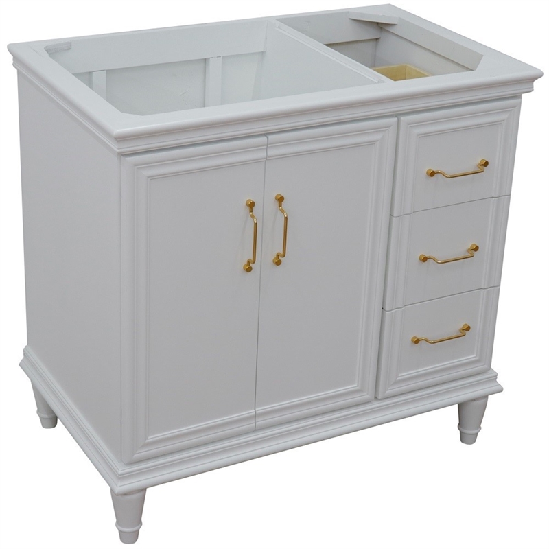 36 in. Single Wooden Vanity  White Finish Left Door Cabinet Only