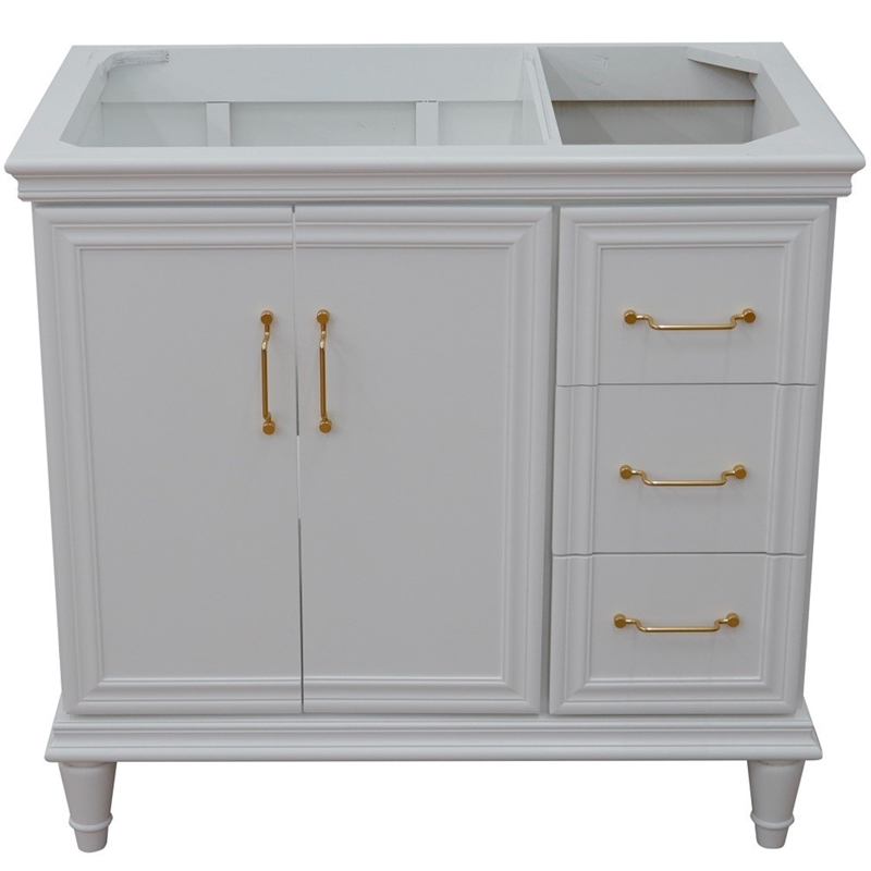 36 in. Single Wooden Vanity  White Finish Left Door Cabinet Only