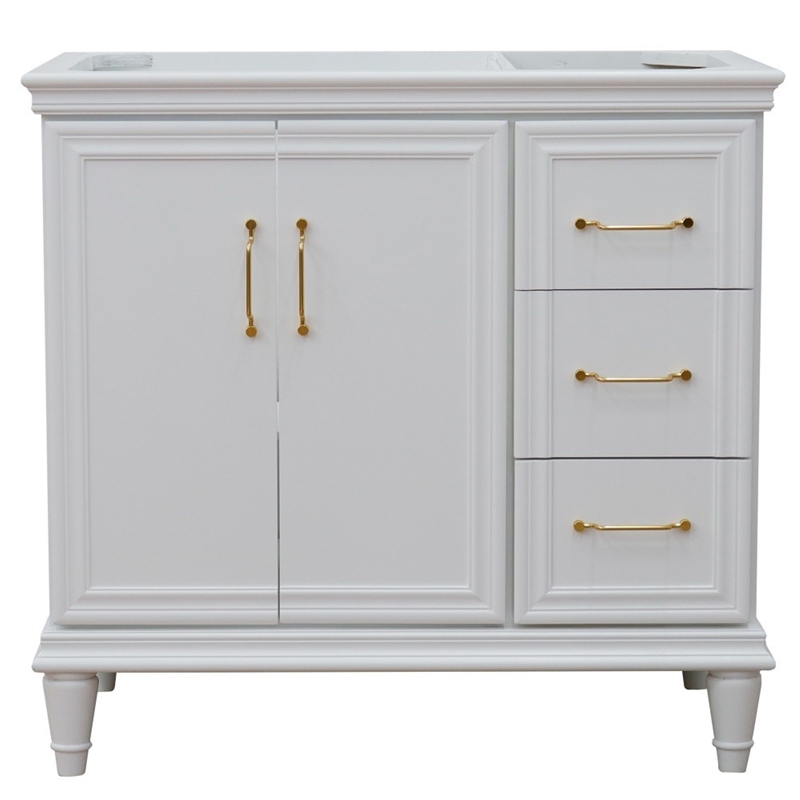 36 in. Single Wooden Vanity  White Finish Left Door Cabinet Only
