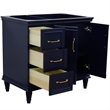 36 in. Single Wooden Vanity  Blue Finish Right Door Cabinet Only