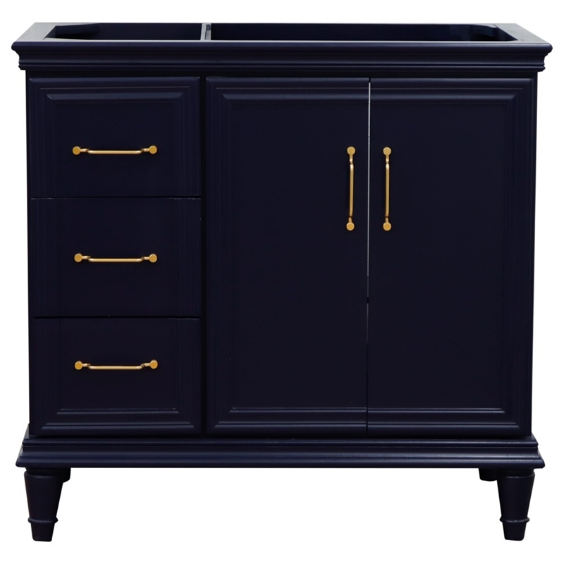 36 in. Single Wooden Vanity  Blue Finish Right Door Cabinet Only