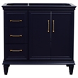 36 in. Single Wooden Vanity  Blue Finish Right Door Cabinet Only