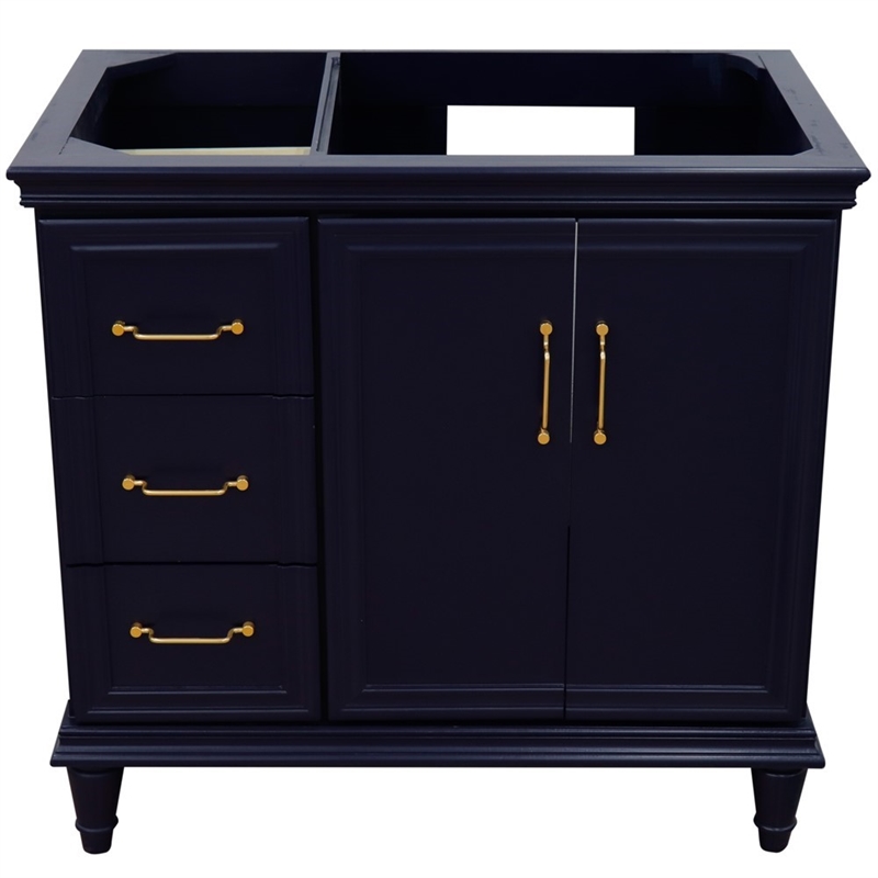 36 in. Single Wooden Vanity  Blue Finish Right Door Cabinet Only