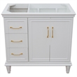 36 in. Single Wooden Vanity  White Finish Right Door Cabinet Only