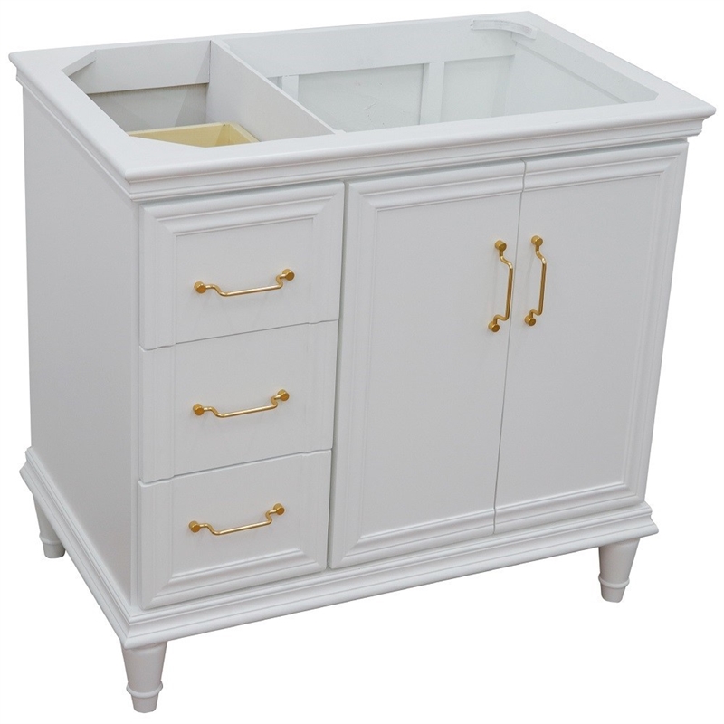 36 in. Single Wooden Vanity  White Finish Right Door Cabinet Only