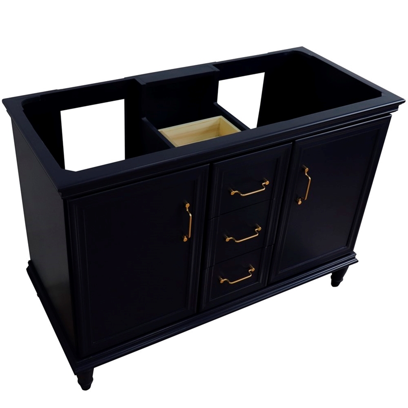 48 in. Double Wooden Vanity Blue Finish Cabinet Only