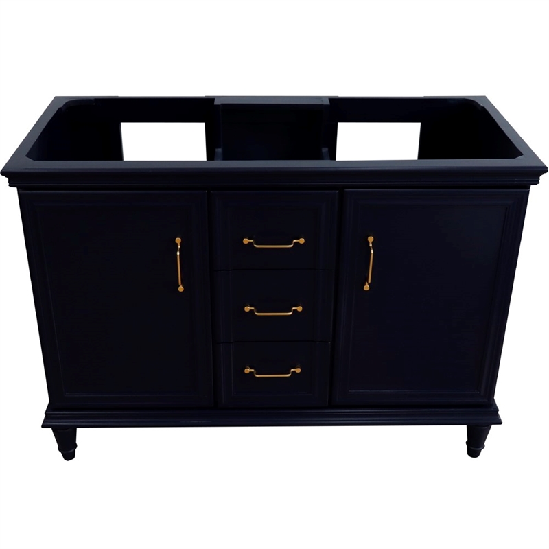 48 in. Double Wooden Vanity Blue Finish Cabinet Only