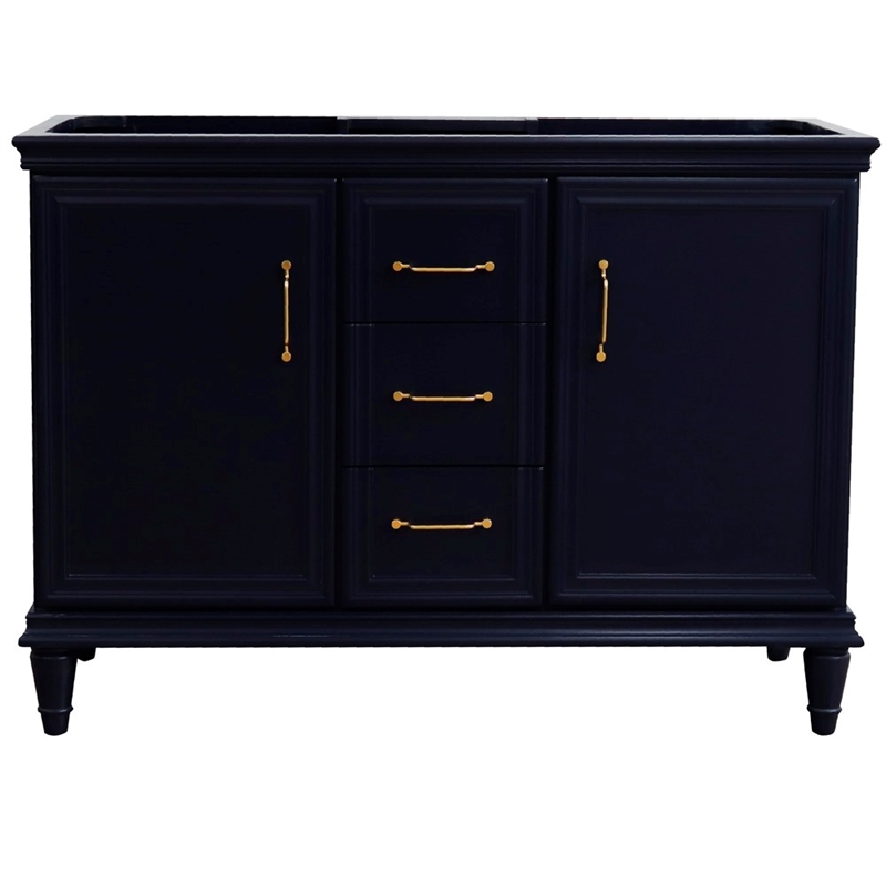 48 in. Double Wooden Vanity Blue Finish Cabinet Only