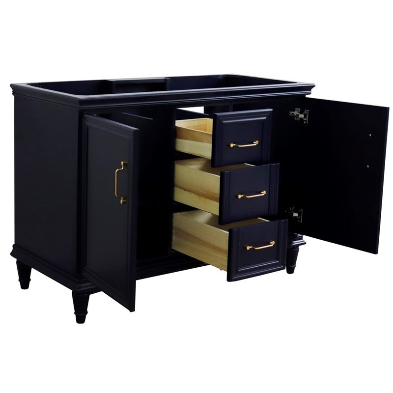 48 in. Double Wooden Vanity Blue Finish Cabinet Only