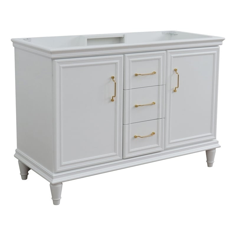 48 in. Double Wooden Vanity White Finish Cabinet Only