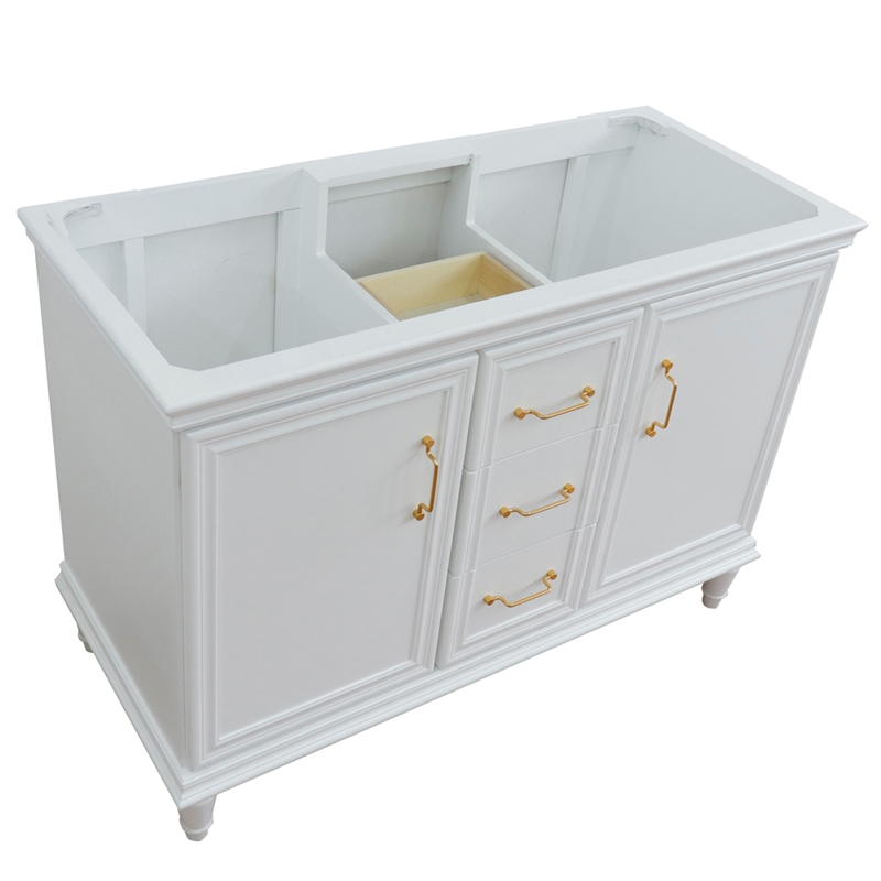 48 in. Double Wooden Vanity White Finish Cabinet Only