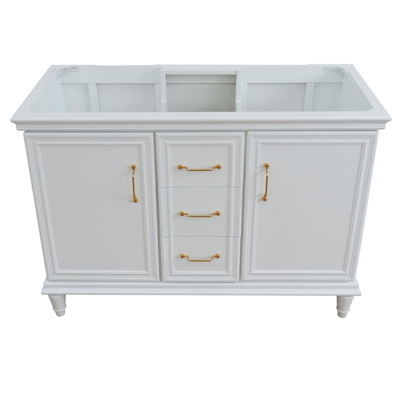 48 in. Double Wooden Vanity White Finish Cabinet Only