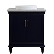 31 in. Single Wooden Vanity  Blue with Gray Granite Rectangle Sink