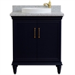 31 in. Single Wooden Vanity  Blue with Gray Granite Rectangle Sink