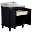 31 in. Single Wooden Vanity  Blue with Gray Granite Rectangle Sink