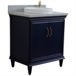 31 in. Single Wooden Vanity  Blue with Gray Granite Rectangle Sink