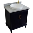 31 in. Single Wooden Vanity  Blue with Gray Granite Rectangle Sink