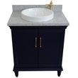 31 in. Single Wooden Vanity  Blue with Gray Granite Rectangle Sink