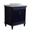 31 in. Single Wooden Vanity  Blue with Gray Granite Rectangle Sink