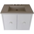 31 in. Single Wooden Vanity  White with White Concrete Top Rectangle Sink