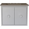 31 in. Single Wooden Vanity  White with White Concrete Top Rectangle Sink