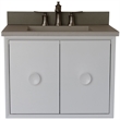 31 in. Single Wooden Vanity  White with White Concrete Top Rectangle Sink